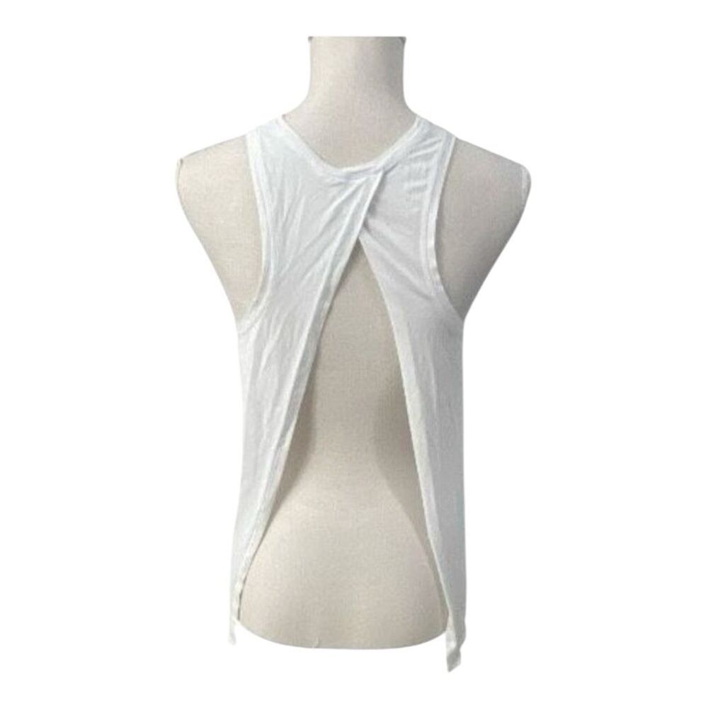 Lululemon Athletica Tank Top Women Small White Open Back Split Hem Muscle Tank